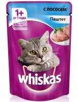 Купить Whiskas Вискас пауч для взрослых кошек Паштет с лососем 