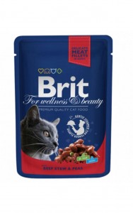 Купить Brit Premium Брит Пауч для взрослых кошек Говядина и горошек 