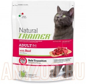 Купить Natural Trainer Adult Beef Сухой корм для взрослых кошек с говядиной 