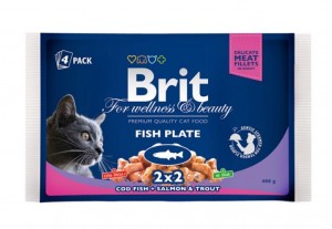 Купить Brit Premium Паучи для кошек Рыбная тарелка 