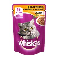 Купить Whiskas - Вискас пауч для кошек Желе с индейка с овощами 