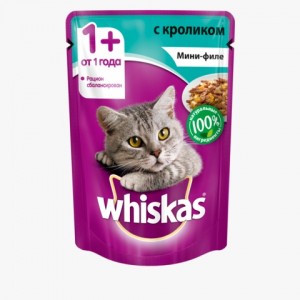 Купить Whiskas - Вискас Пауч Мини-филе с кроликом в желе для взрослых кошек 