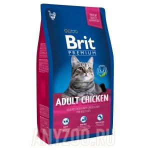 Купить Brit Premium Cat Adult Chicken Брит сухой корм для взрослых кошек с мясом курицы и куриной печенью 