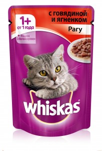 Купить Whiskas Вискас пауч для взрослых кошек пауч рагу с говядиной и ягненком 