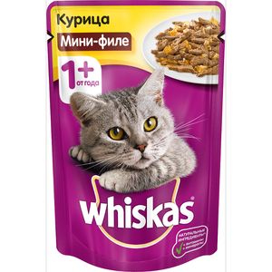 Купить Whiskas - Вискас Пауч Мини-филе с курицей в желе для взрослых кошек 